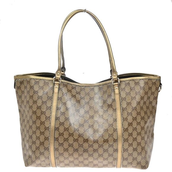 GUCCI Crystal GG Pattern Shoulder Tote Bag Coating Canvas Leather Brown 30YH545 - Picture 4 of 16
